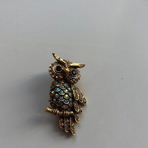 Chic Gold and Iridescent Owl Brooch